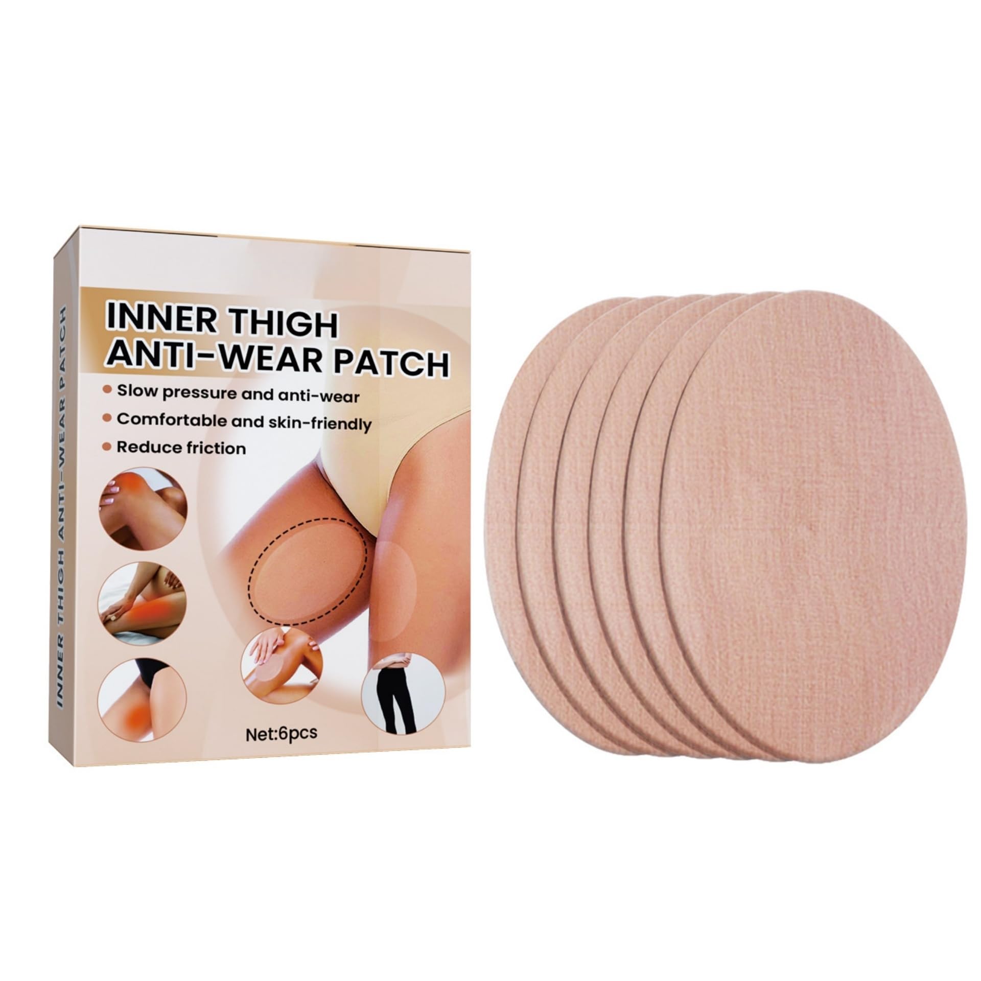 JDLYEVERThigh Chafing Guards for Comfortable Wear, Anti-Friction Stickers for Thighs Invisible, Traceless, Anti-Friction, High-Elastic Protection, Inner Thighs, Calf, Anti-Abrasion 6Pcs Stickers