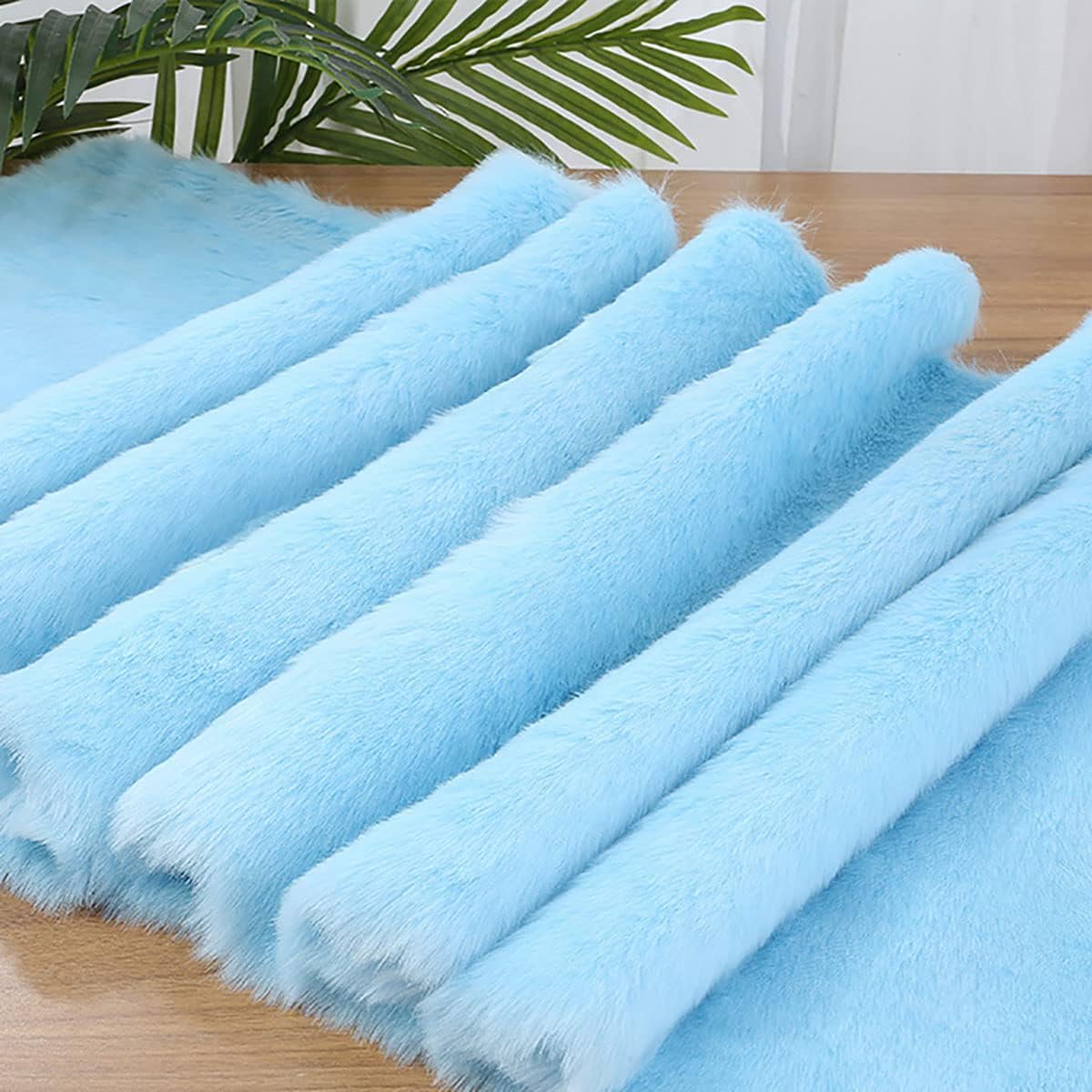 Soft Synthetic Fur Fabric 170x50cm Thick Faux Fur Plush Fabric for Background DIY Crafts Scarf Sewing Collar Coat Vest Dolls Pillow Seat Pads(23 Sky Blue)