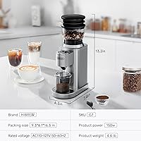 Vista 8 de HiBREW G7 Electric Coffee Grinder - 48 Precise Grind Settings for Espresso/Pour Over/French Press, Large Capacity Bean Hopper, Portion Control &