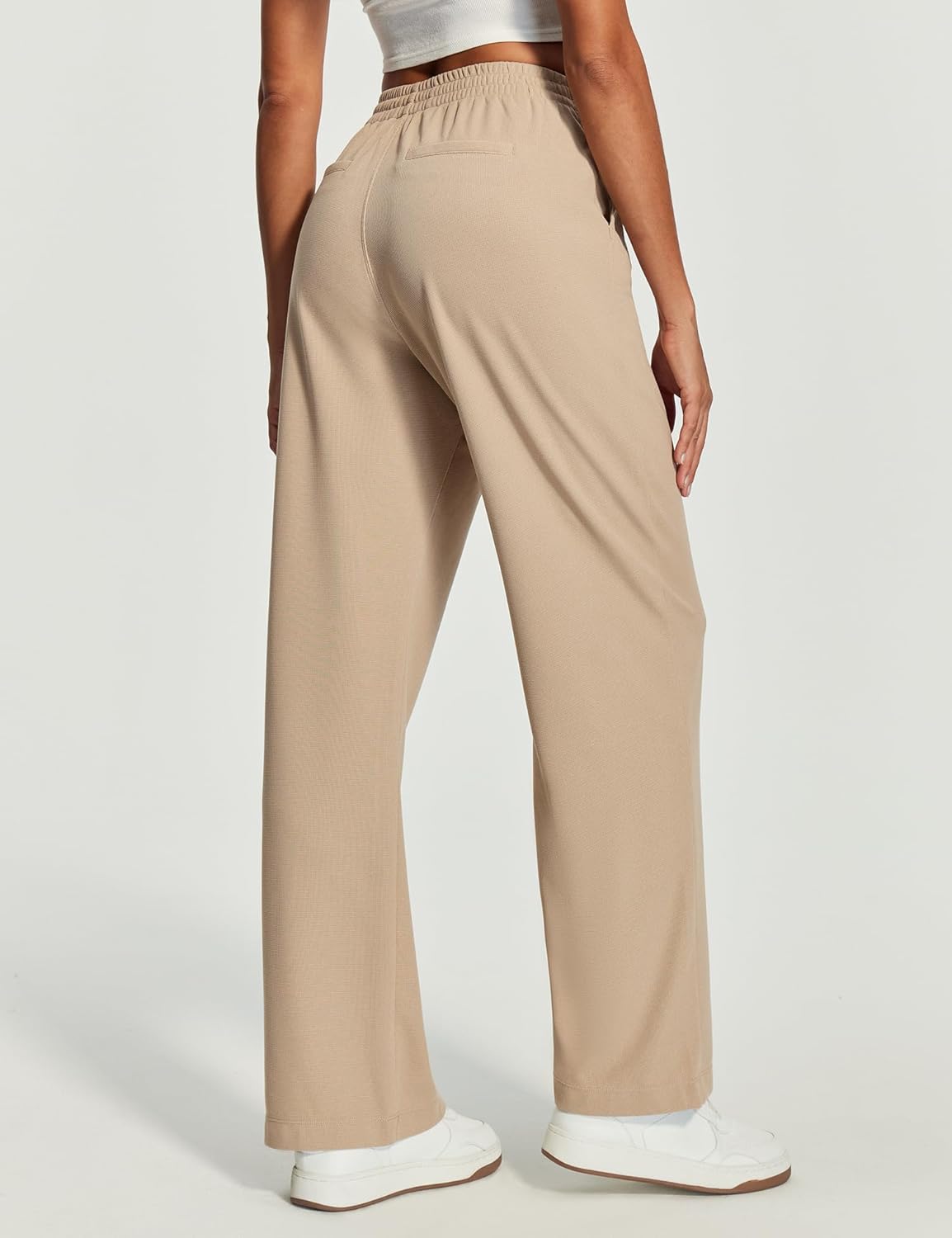 IUGA Wide Leg Pants Woman High Waisted Dress Work Pants Women Pull on Stretchy Business Casual Trousers Slacks with Pockets