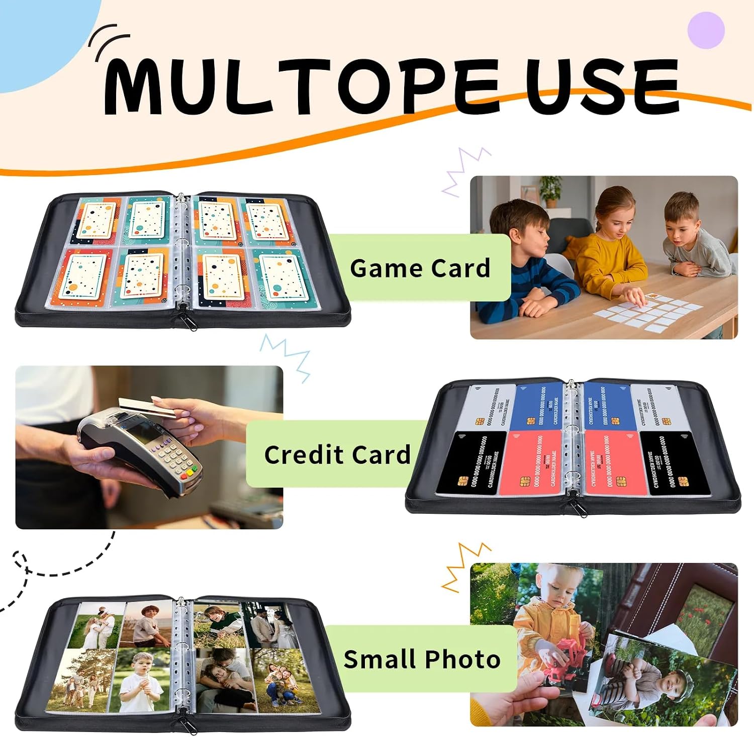Custom Leather Sports Card Binder - Personalized Trading Cards Binder Organizer Customized Collectible Game Card Albums Folder Gift for Pokémon YuGiOh MTG TCG Game Cards & Baseball Cards Storage
