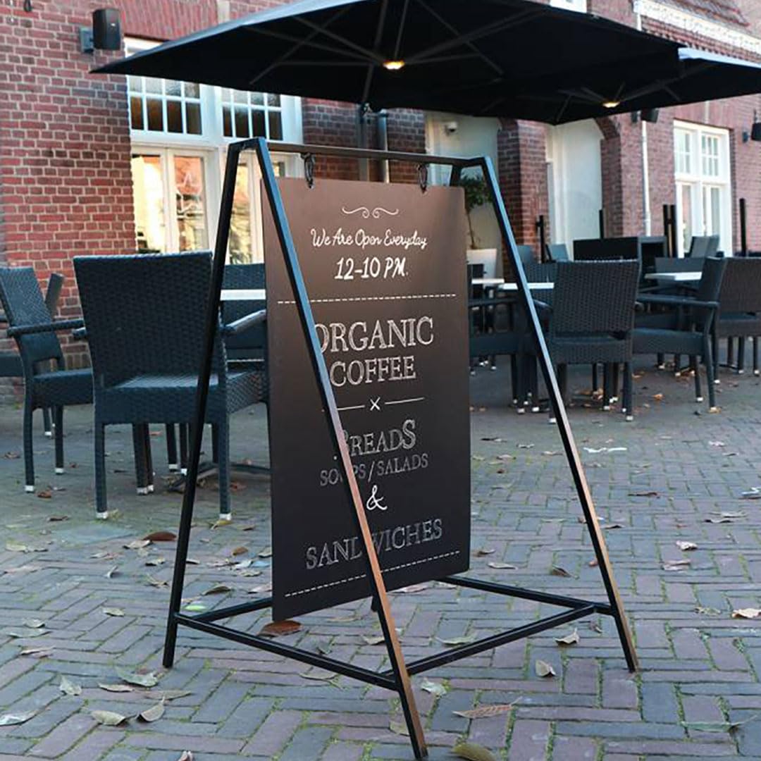 Danieli - Lavagna Menu da Terra a Cavalletto Bifacciale in Ferro 50x70. Espositore Pubblicitario a Pavimento. Struttura in Metallo con Doppio Gancio. Cavalletto per Ristorante, Bar, Supermercati.