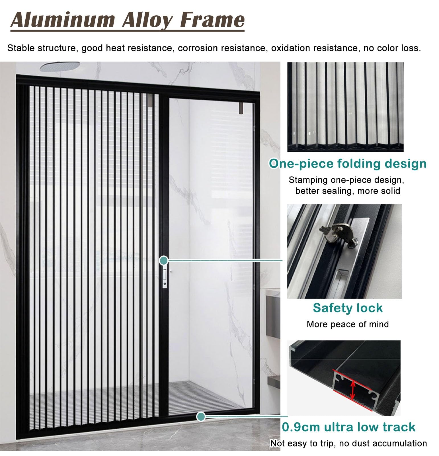 Porte Accordéon Interieur Porte Pliante en Acrylique Transparent avec Sécurité Enfant, Porte Accordéon en Métal de Salle de Bains de Cuisine Interne, Paravent Coulissant en Accordéon pour Diviseur de