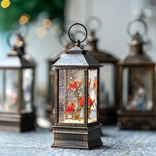 Vista 41 de Linterna de globo de nieve de Navidad, muñeco de nieve brillante con música, forro USB/funciona con pilas, linterna iluminada para decoración