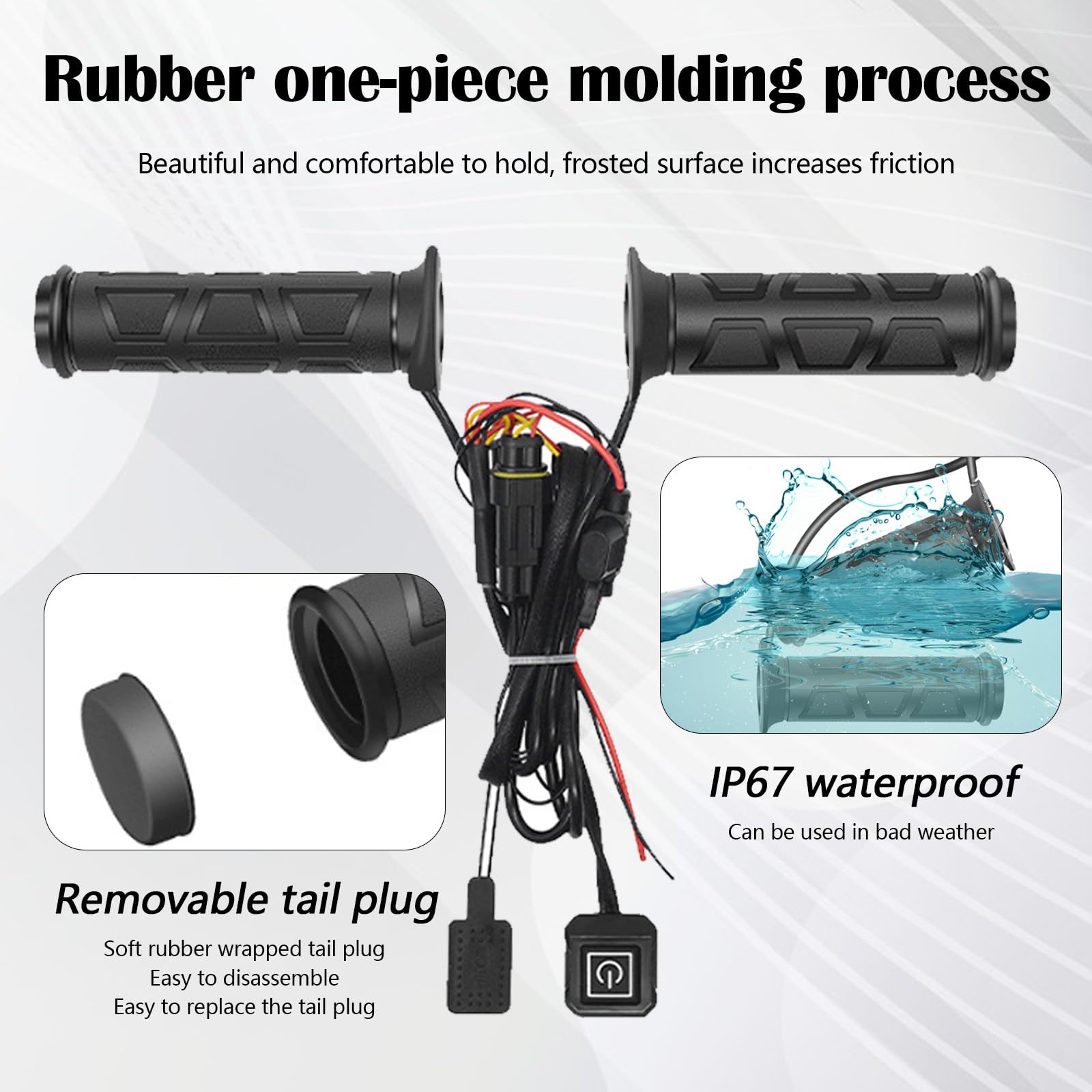 Manopole Riscaldate ATV da 12 V, Overgrip Riscaldato Per Moto Regolabile A 3 Livelli, Impermeabili Con Controllo Intelligente Della Temperatura