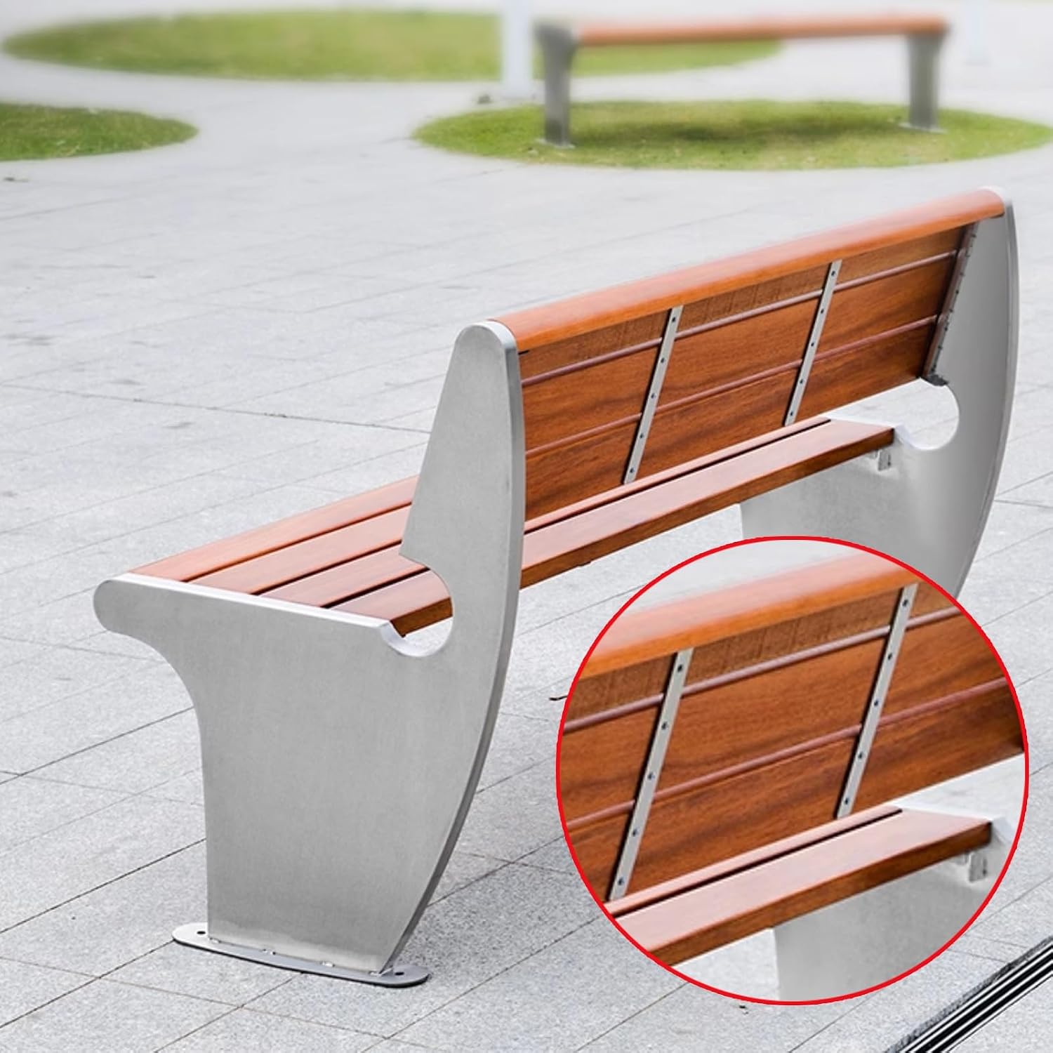 Outdoor Garden Bench, Cast Iron and Wood Park Bench with Backrest and Armrests, Durable and Comfortable Design, Leisure Chair for Patio, Porch Poolside, Balcony(Gray)