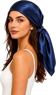 100% Mulberry Silk Head Scarf for Women, 35 x 35 Inch Square