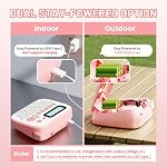 Pink Label Maker Machine with-Tape, Portable Kids Label Maker, Handheld Electric Label Maker with Keyboard, D210S Easy Labeler with Multiple Fonts Frame Barcode for Home Office School Supplies