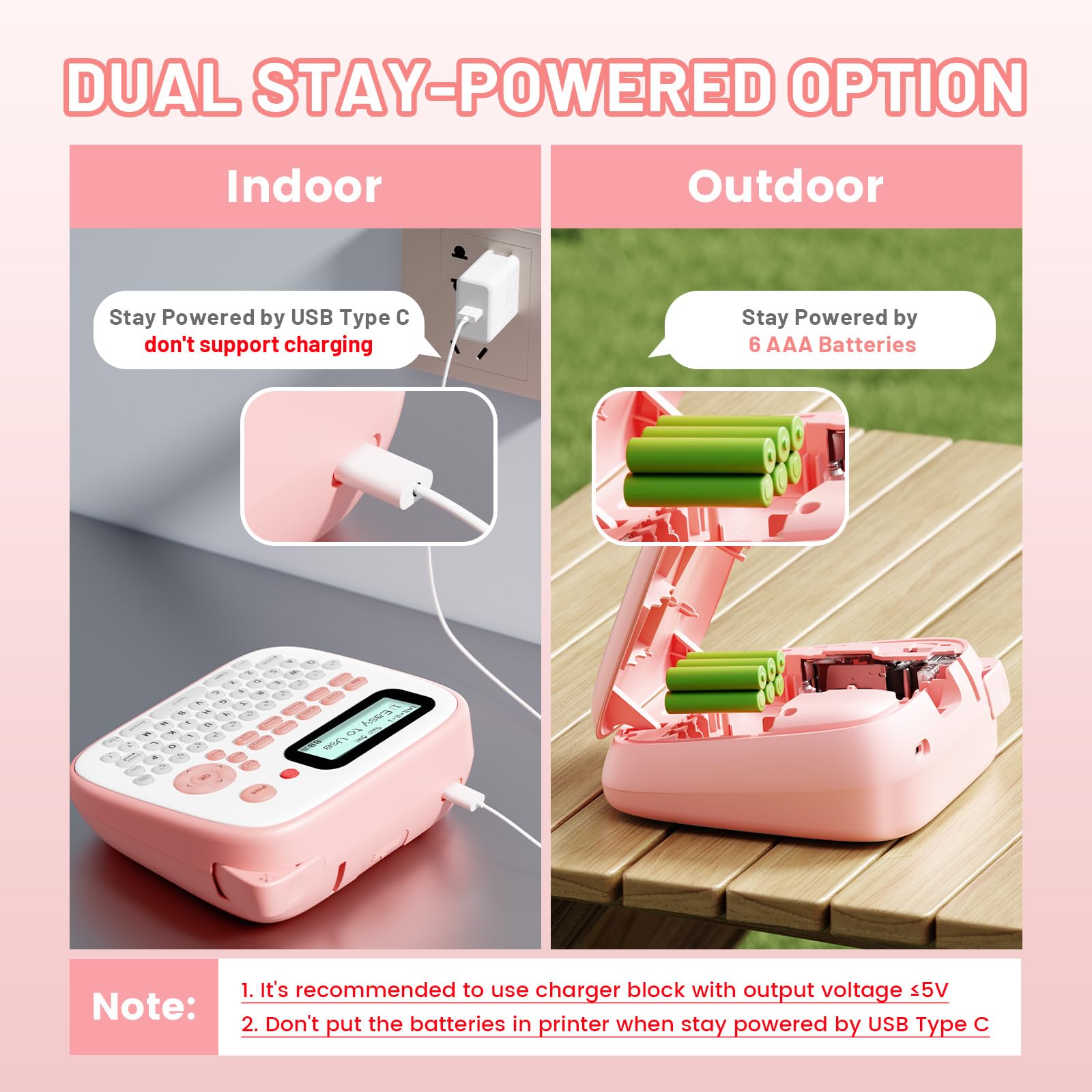 Étiqueteuse rose portable pour enfants, étiqueteuse de clavier QWERTY portable, étiqueteuse facile D210S avec plusieurs polices et code-barres pour la maison, le bureau, les petites entreprises