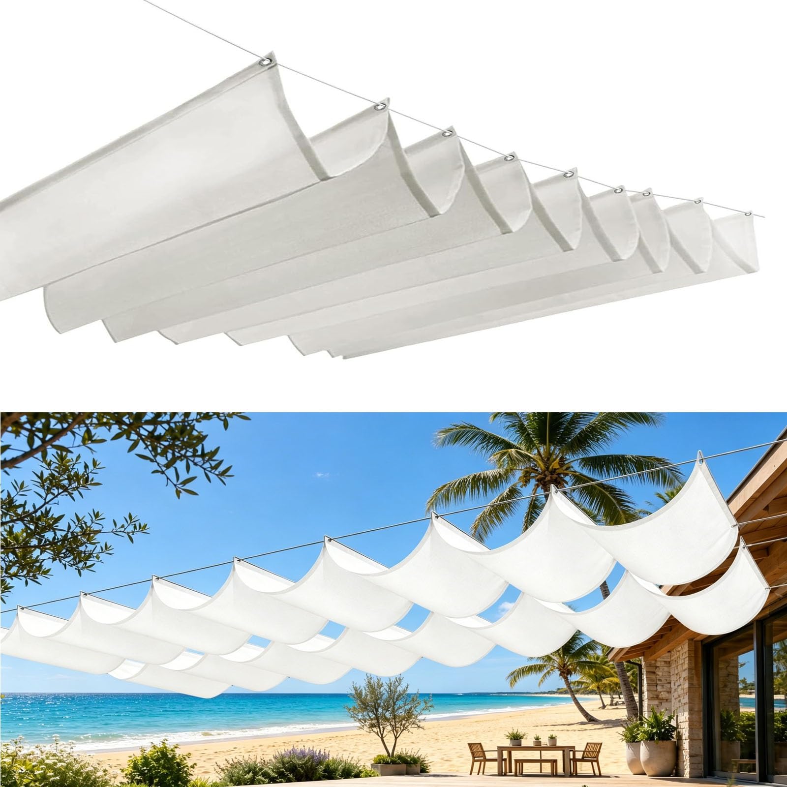 Voile d'ombrage extérieur pour patio et jardin blanc pour l'été