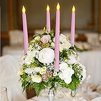 Vista 7 de Velas Cónicas Sin Llama Color Rosa con Control Remoto, Juego de 12 Candeleros LED Navideños a