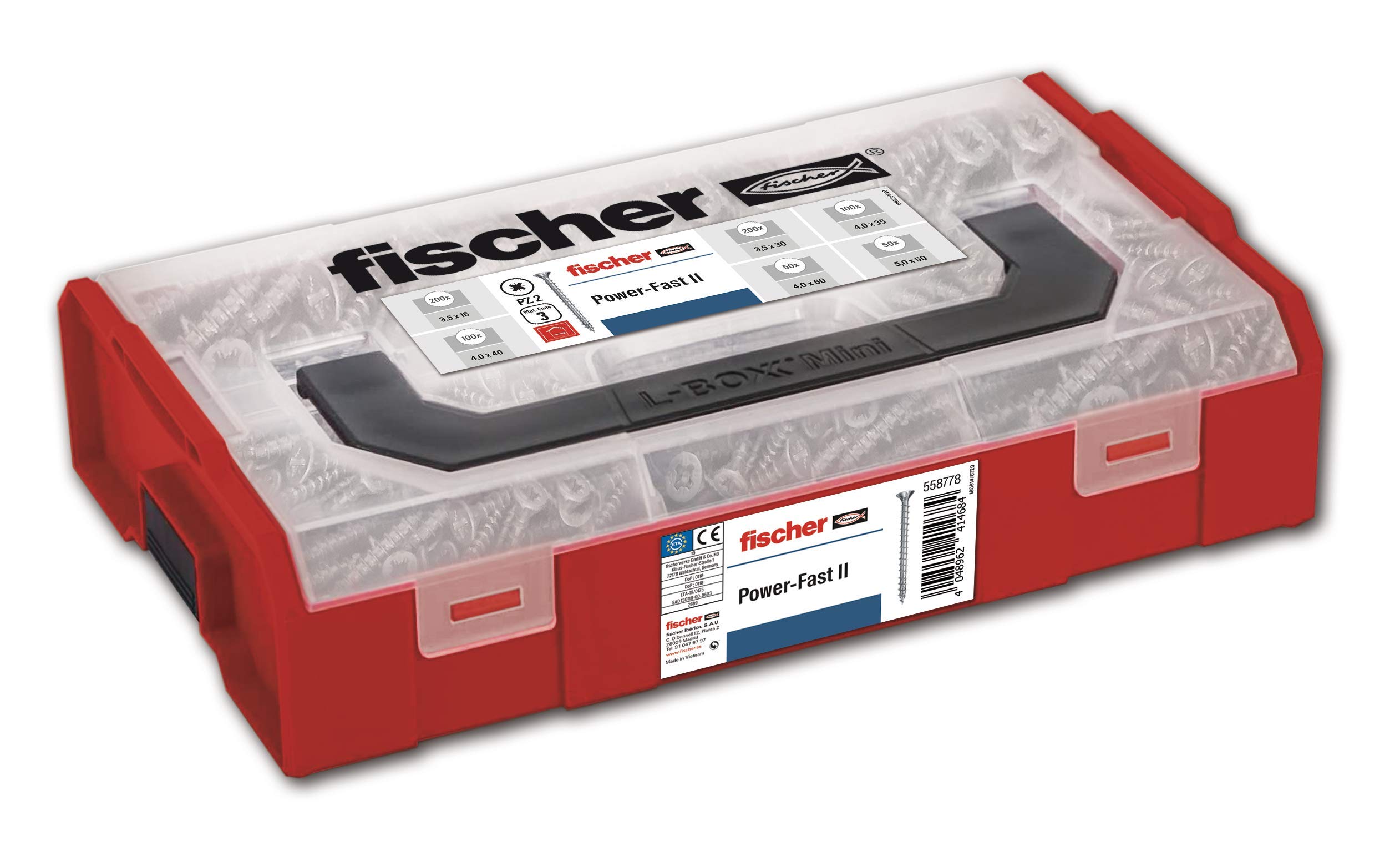 Fischer 558778 Wood Screws Assortment, Grey