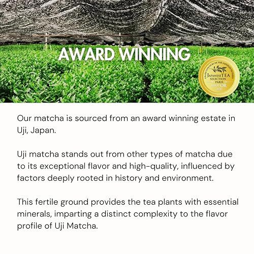 Miniatura 5 de Chazoku Polvo de café con leche de matcha supercargado, auténtico origen japonés, matcha súper ceremonial, endulzado con fruta de monje (bolsa de 15