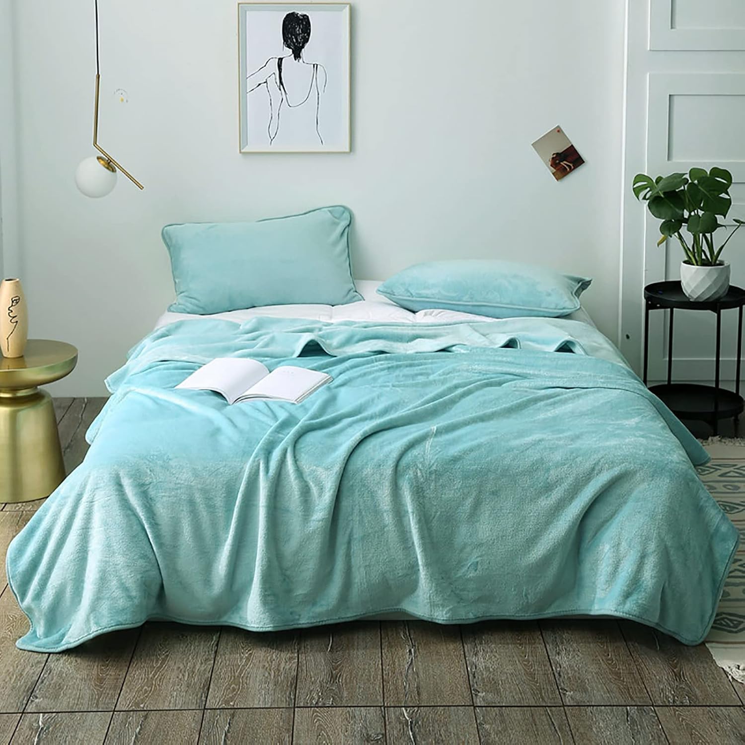 Winter Flannel Duvet Cover Ultra Soft Thick Quilt Cover 1 Pieces with Zip Bedding Queen Size-Grey 220x240cm(86"x94") (Blue 150x200cm(59"x78"))