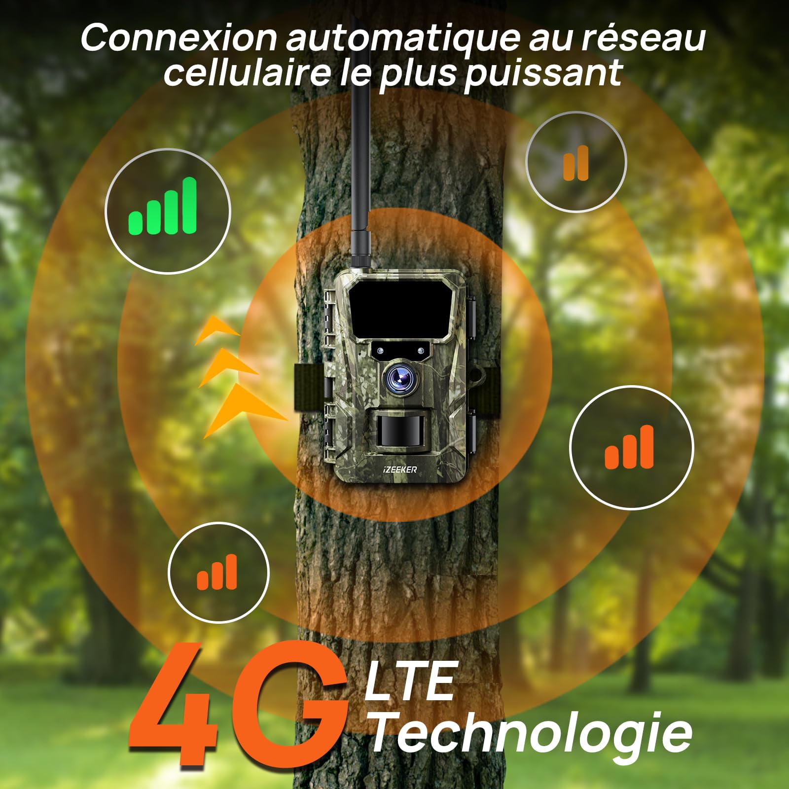 iZEEKER Caméra de Chasse 2 en 1 Cloud 4G et Standard, 2K HD 48 MP Caméra Chasse avec Vision Nocturne et Détection de Mouvement, Contrôle Application sans WiFi Etanche IP66 avec Carte SIM pour la Faune