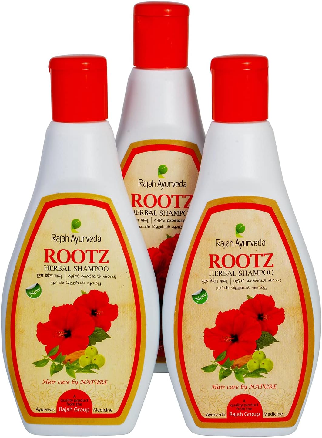 Rajah Ayurveda ROOTZ Shampoo 200ml (Pack of 3) – |Royal Ayurvedic Treatment for your Hair with Goodness of Hibiscus, Brahmi, Neem and Shirakakai| Paraben Free|