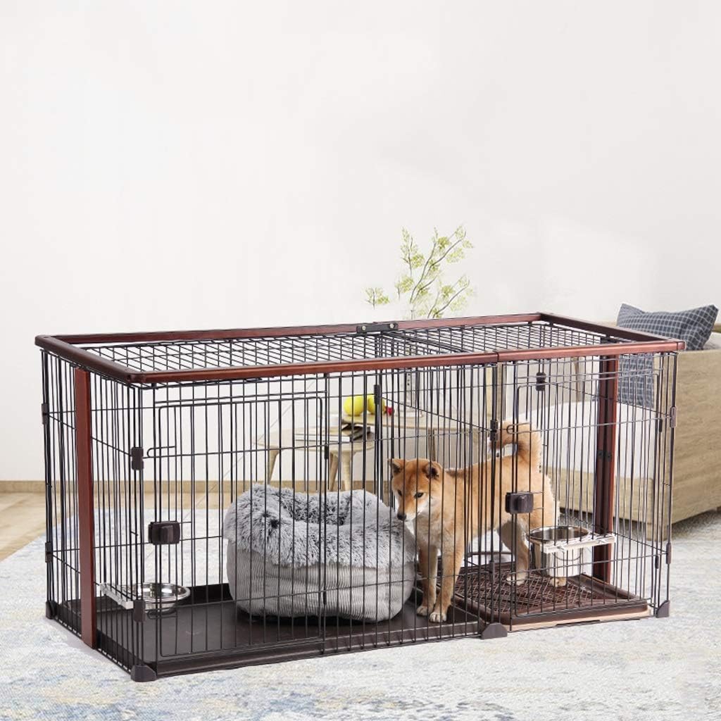 Crate Dog Cage Kennel with Toilet Pet Indoor Fence Fence Two-Bedroom Dog House Pet Playpen (Medium)