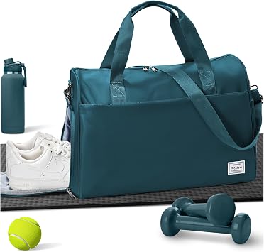 Travel Weekender Bags with Shoe Compartment Overnight Bag Peacock Blue