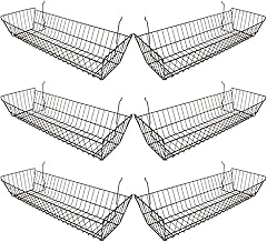 Econoco - Black Multi-fit Double Sloping Wire Basket for Slatwall, Pegboard or Gridwall (Set of 6) Vinyl Coated Wire Basket, Black