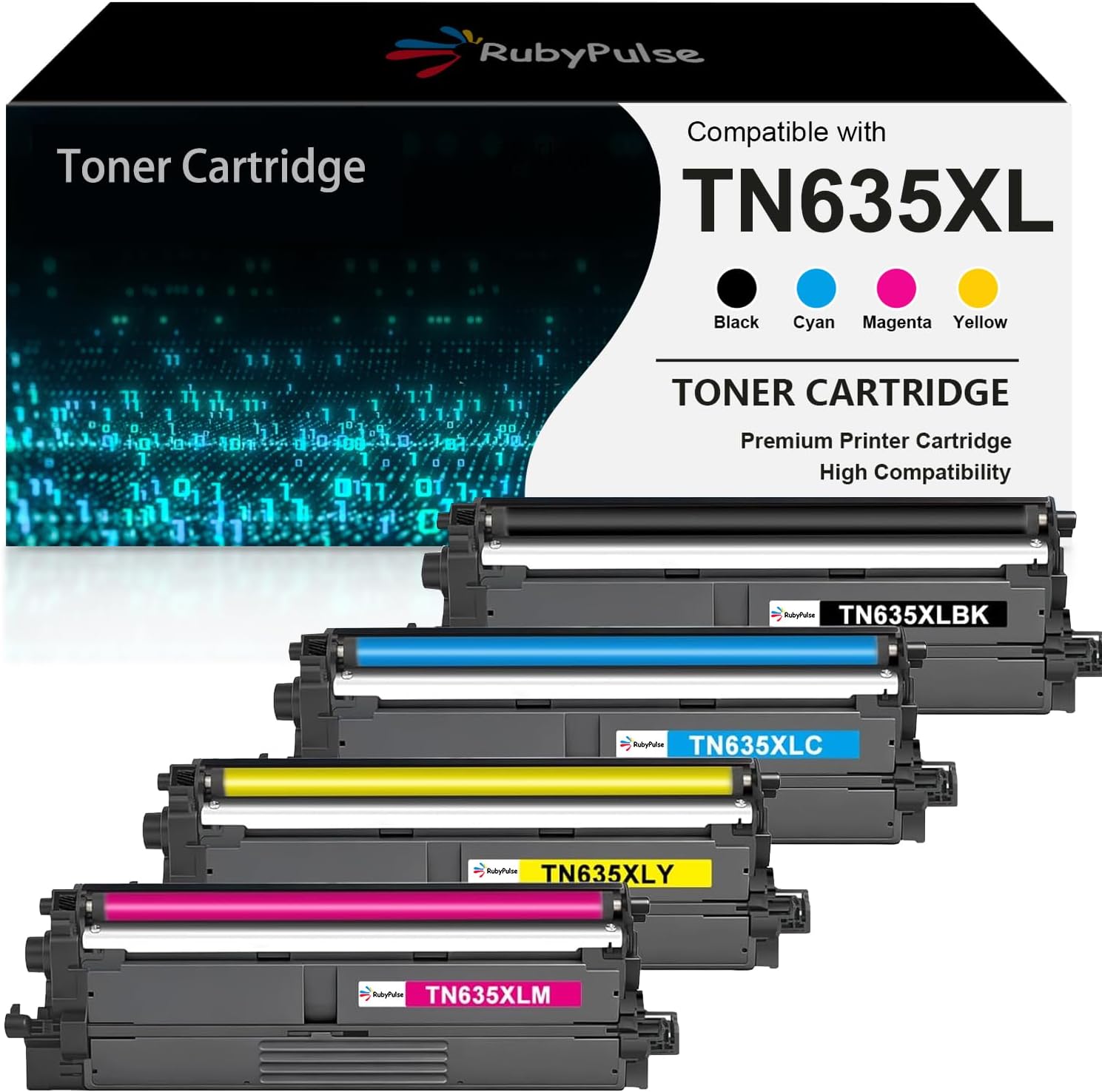 TN635XL TN-635XL 1,9000 High Page Yield TN635 TN635XL Toner Cartridge Compatible for Brother HL-L8430CDW HL-L8430CDWT HL-L8570CDW MFC-L8730CDW MFC-L8930CDW MFC-L8970CDW MFC-EX575 (4 Packs)