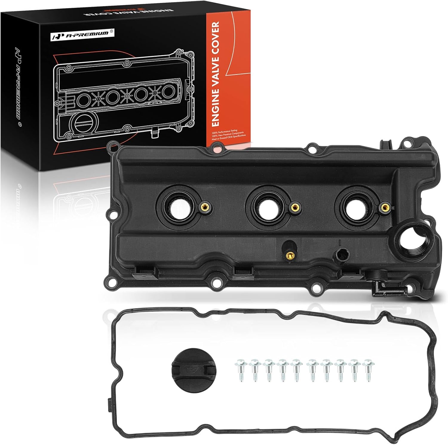 A-Premium Left Engine Valve Cover with Valve Cover Gasket and Oil Filler Cap Compatible with Nissan Frontier Pathfinder Xterra NV1500 NV2500 NV3500 2005-2021 V6 4.0L VQ40DE