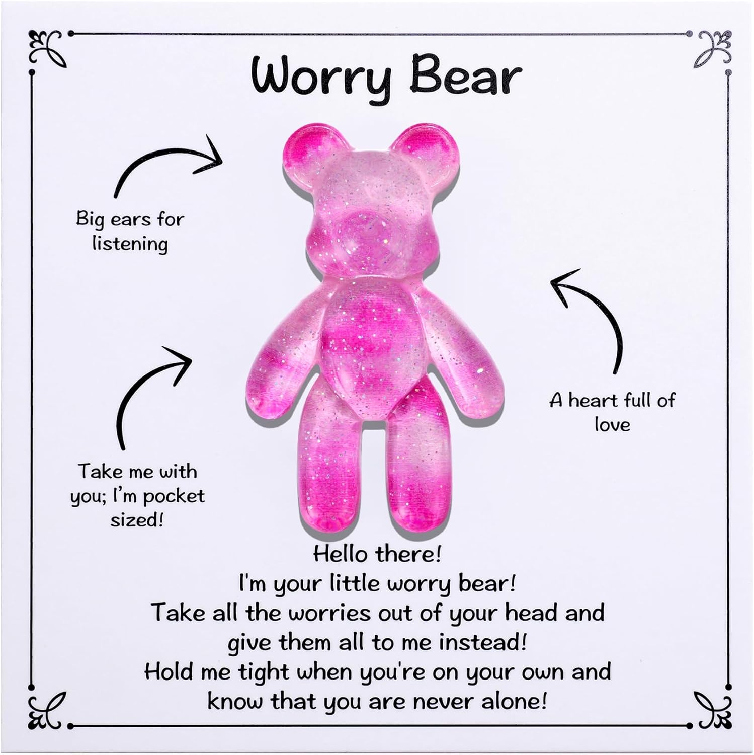 Pocket Bear Hug, Anxiety Relief Gifts for Men Women, Mental Health Positivity Gift, Autism Fidget Gifts, Stress Relief Gift for Her, Back to School Reminder of Comfort, Galaxy Pink