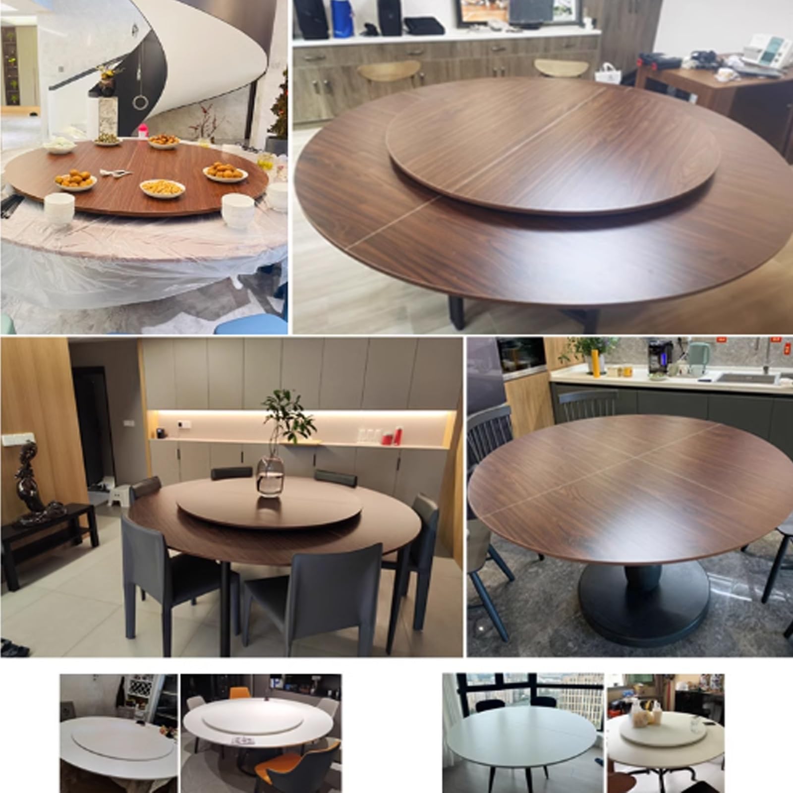 Großer runder Esstisch aus Holz, 140 cm, Walnussholz, ideal für Küche, Esszimmer und Familienfeiern, anpassbare Größen von 119,9 bis 180,3 cm :