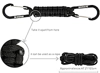 Vista 6 de BRAVESHINE Mosquetón de llavero con clip de paracord, gancho de anillo en D para lanyard, colgador para cochecito, llavero para botella de agua