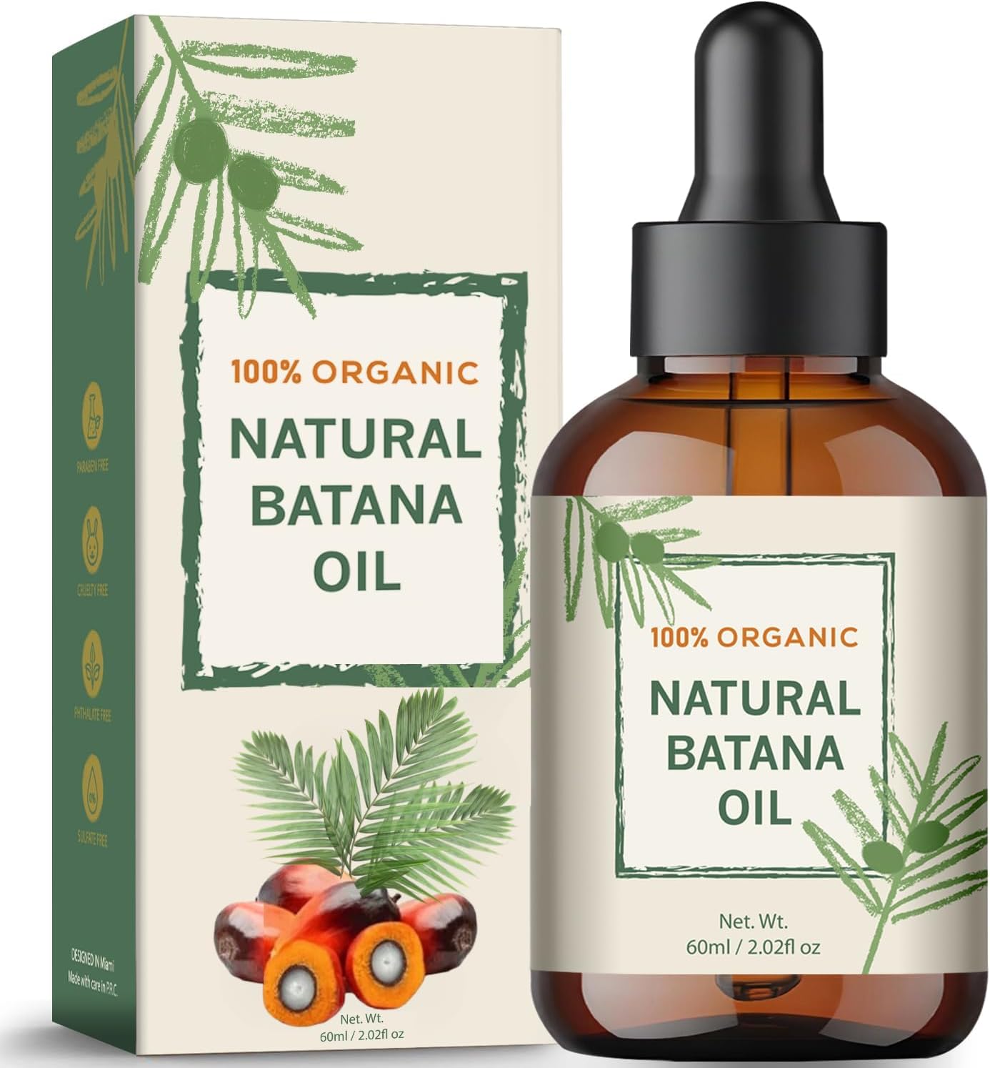 Raw Batana Oil for Hair Growth from Honduras, Dr. Sebi Hair Oil 100% Natural and Pure Nourishment to Eliminate Split Ends and Hair Loss in Men & Women.