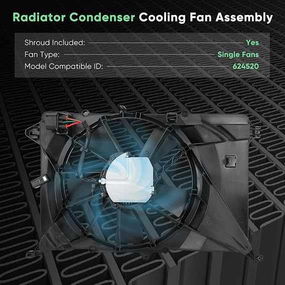 Engine Cooling Fan Assembly Fit 2017 for Jeep for Compass 2.0L/2.4L