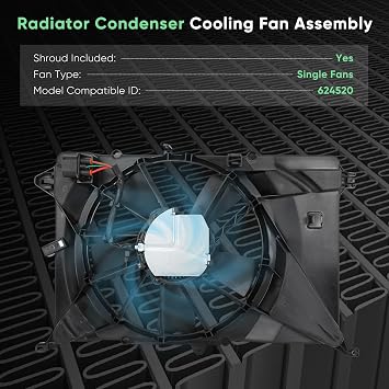 Engine Cooling Fan Assembly Fit 2017 for Jeep for Compass 2.0L/2.4L