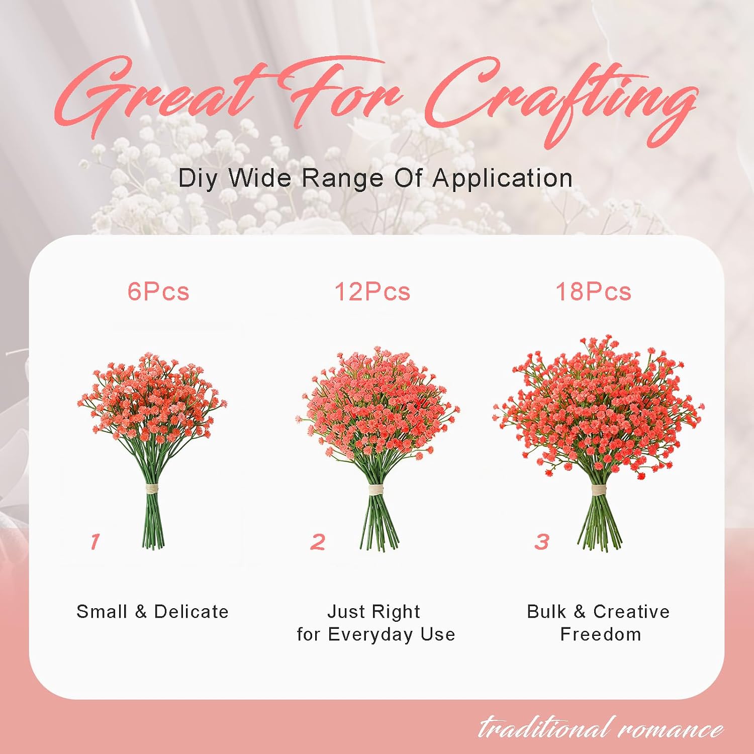 Red Artificial Baby's Breath Flowers 12Pcs Real Touch Fake Gypsophila with Stems Long-Lasting Bulk Realistic Flowers for Wedding Bouquet Table Decorations Party Decor DIY Crafts