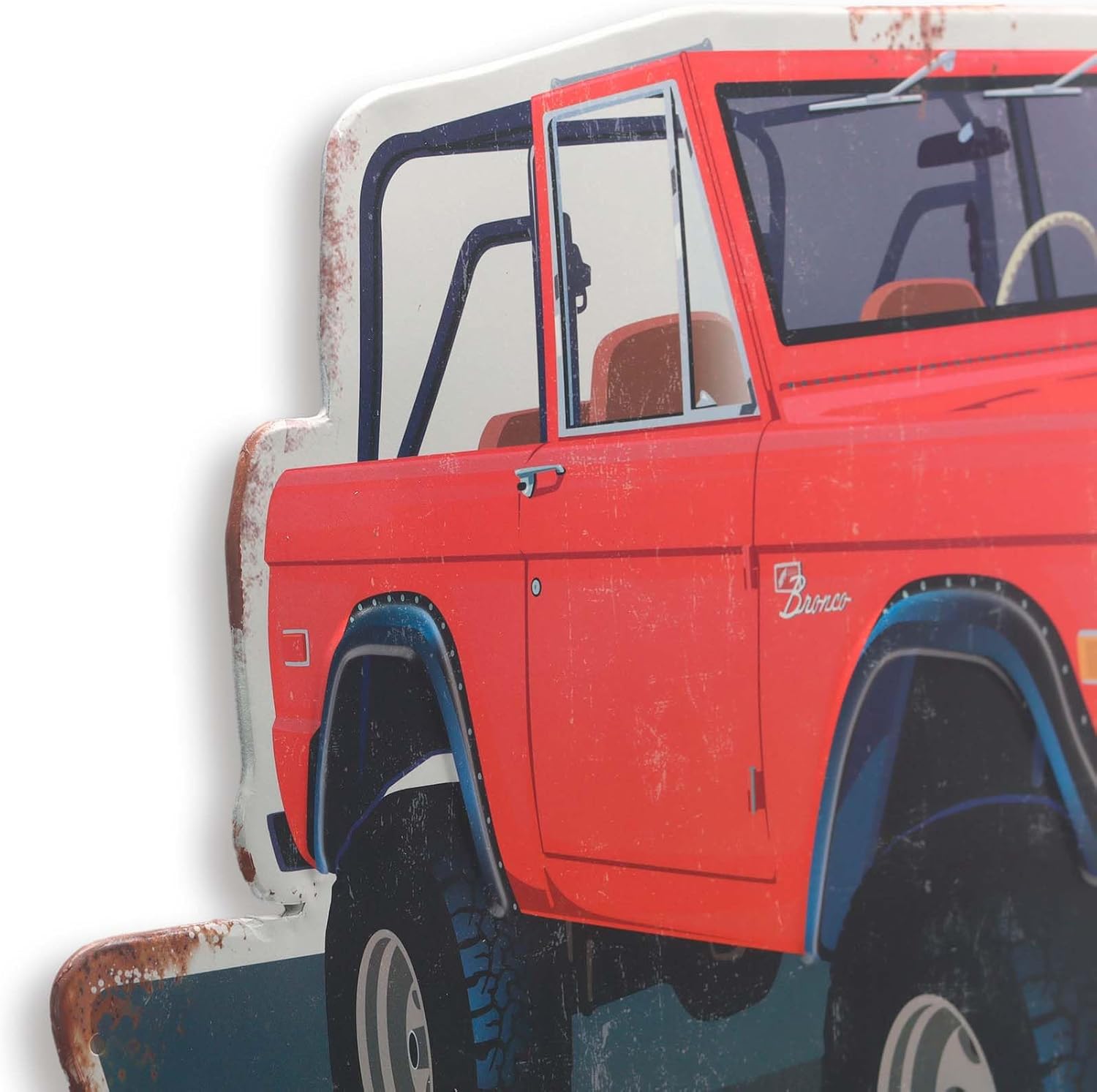 Ford Bronco Embossed Metal Sign - Large Red Ford Bronco Wall Decor for Garage or Man Cave