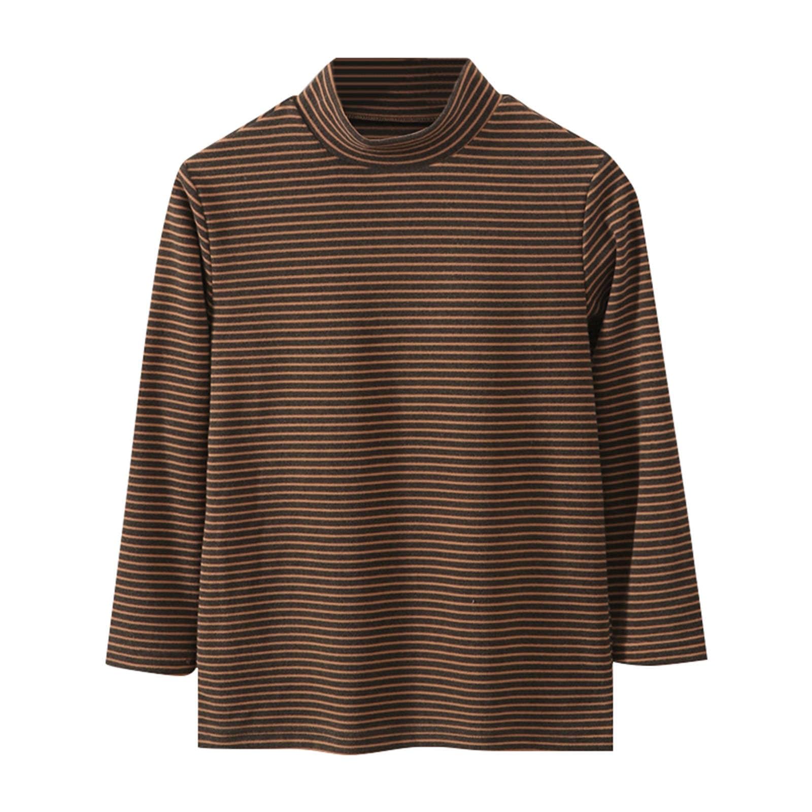 Camiseta de manga larga para niñas, cuello alto, a rayas, clásica, holgada, atlética, acanalada, para niños, adolescentes, niñas, casual, escuela, transpirable, camiseta de verano