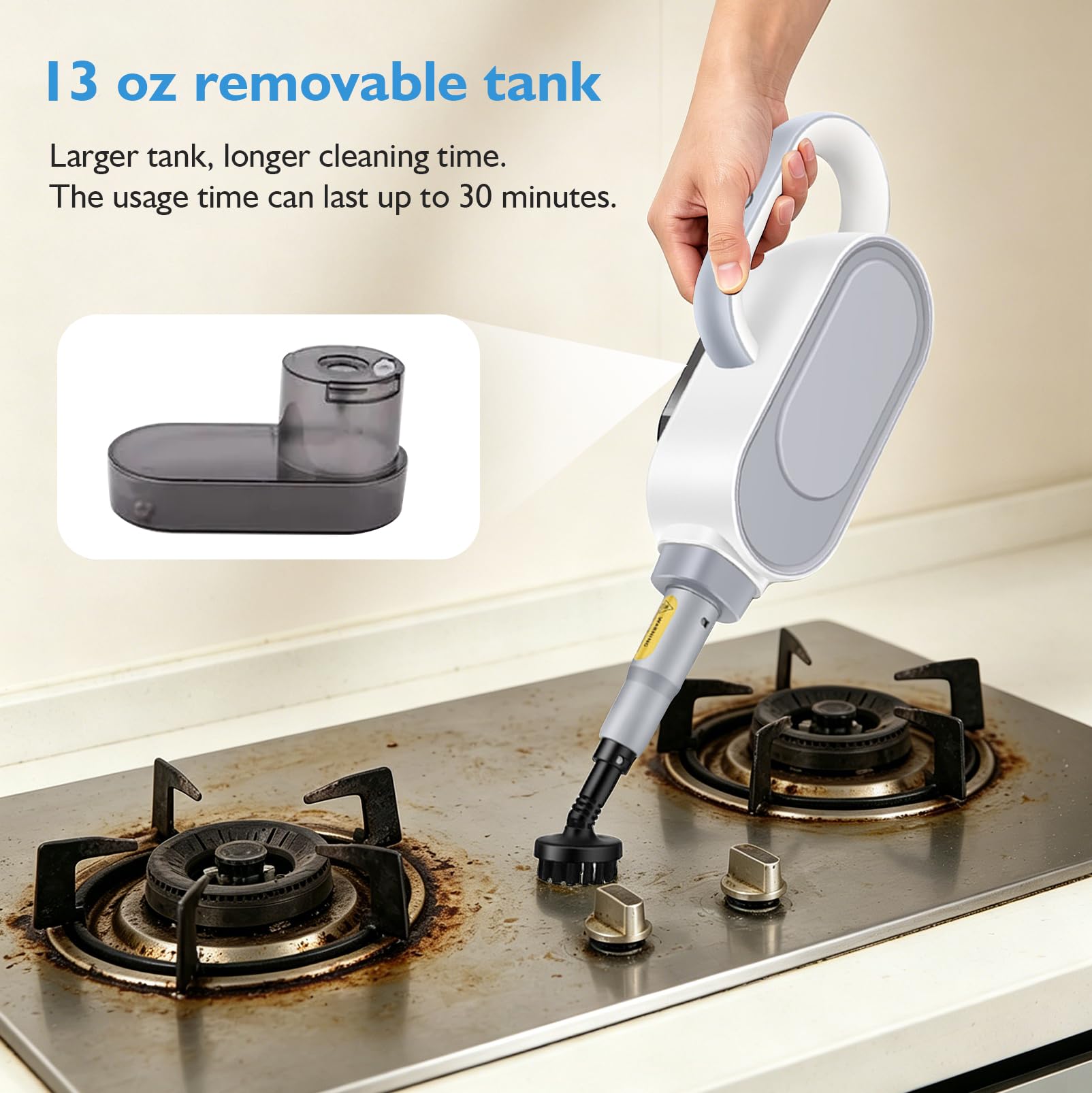 9-in-1 Dampfreiniger mit abnehmbarem Handdampfreiniger, 500 ml Tank, 15 s Aufheizzeit, 284°F Heißdampf, 1500W Dampfmop mit 9 Zubehörteile, chemikalienfreier für Böden, Parkett, Fliesen, Fugen, Teppich