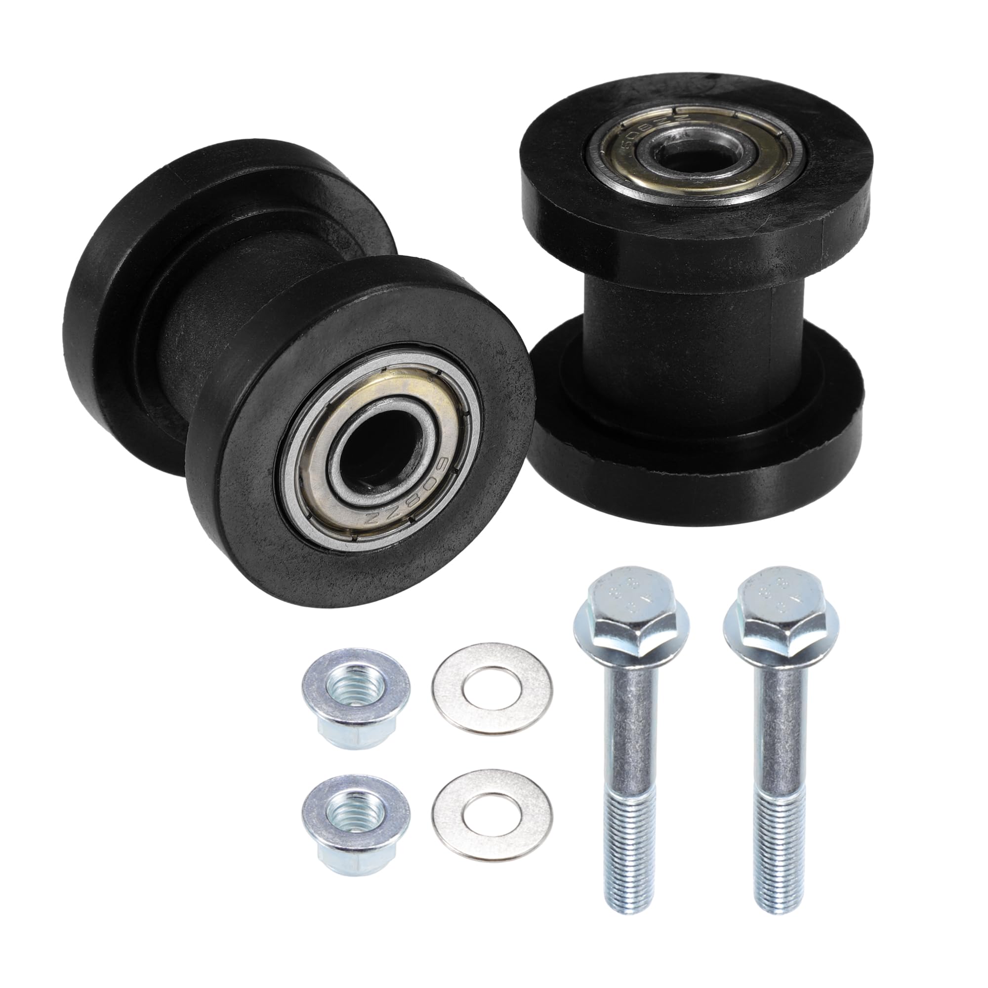 Tendeur De Chaîne À Galet Pour Moto/Quad 8 Mm Lot De 2 Noir | Plastique/Métal, M8x1.25, Pour KLX110, XR125, SSRC, RF50, Pit Bike, Karts, Quads 125-160cc