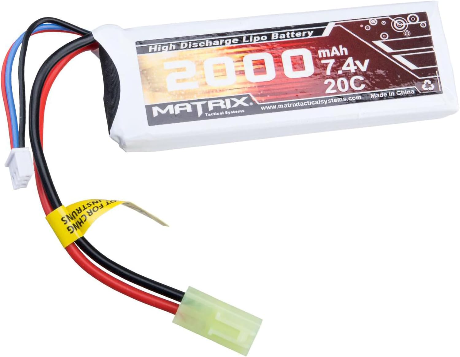 Evike Airsoft - Matrix High Performance 7.4V Brick Type Airsoft LiPo Battery 2000mAh 20C Small Tamiya