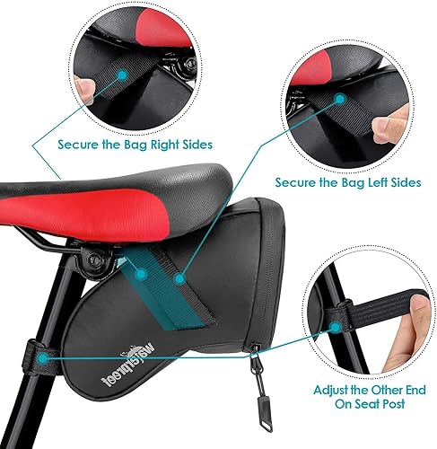 Miniatura 4 de WOTOW Kits de reparación de neumáticos de bicicleta, bolsa impermeable para sillín de bicicleta y mini bomba de 120 psi, palanca multifuncional para