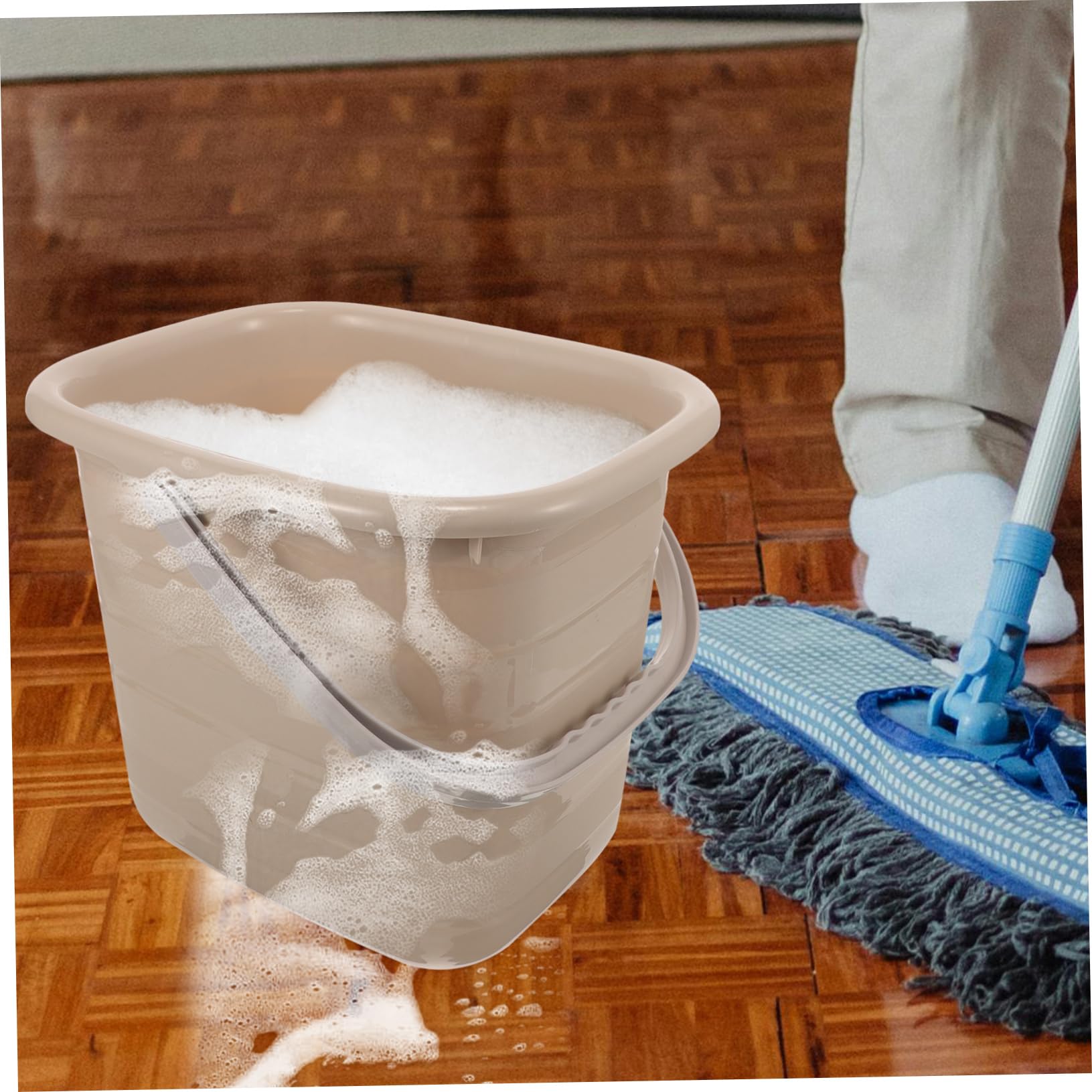 Secchio in Plastica 11l con Manico, Multiuso per Casa e Lavanderia, Facile da Versare, Superficie Liscia, Portatile