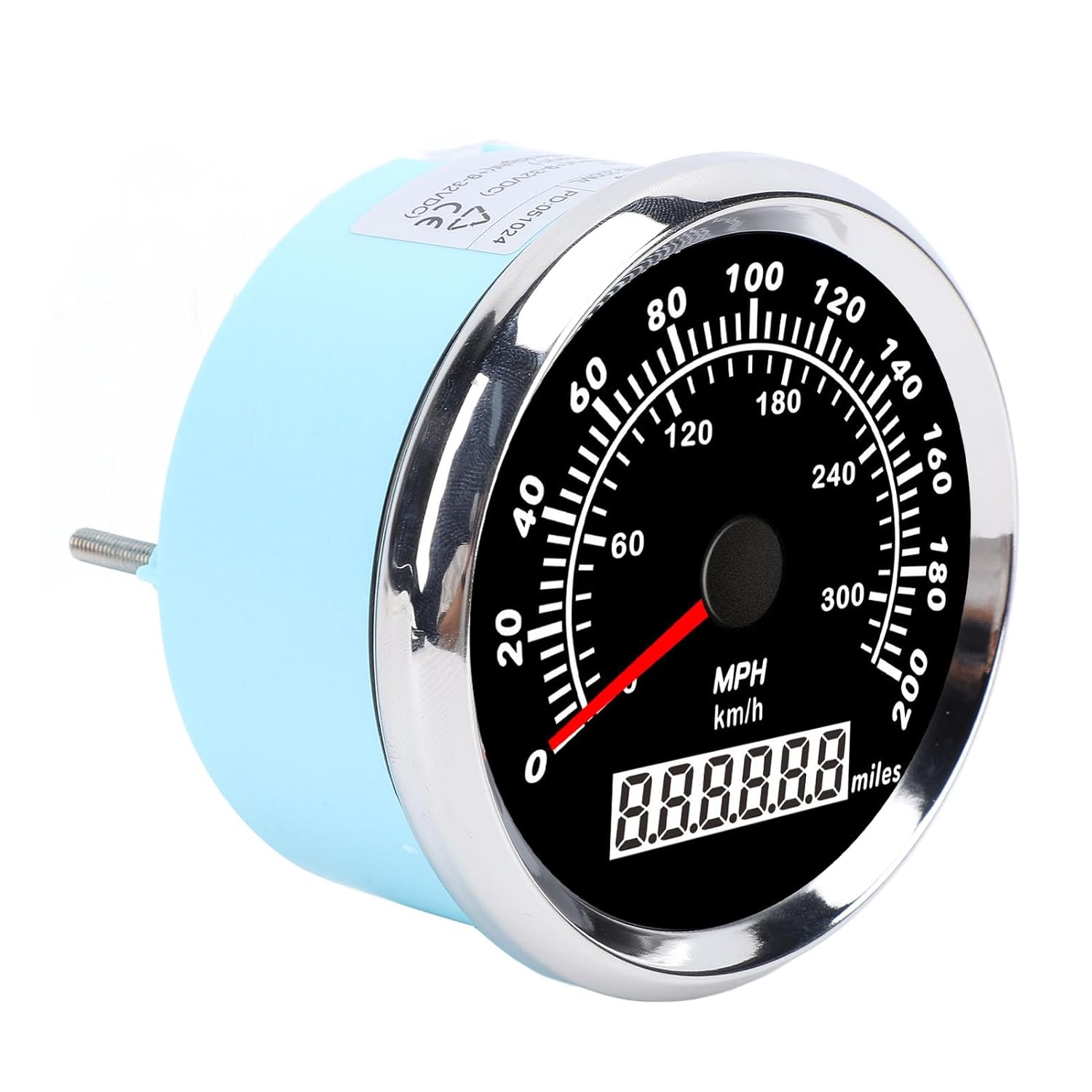 85mm Boat Speedometer with Step Motor 7 Color Backlight Red Pointer 200MPH Speed Gauge for Yacht RV Truck Motorcycle