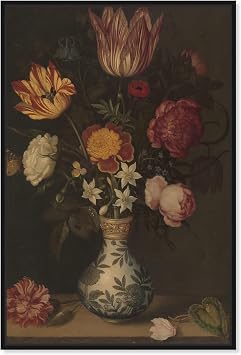 Art Remedy Floral Still Life Canvas, 24" x 36", Black Frame, Still Life with Flowers in a Wan-Li Vase