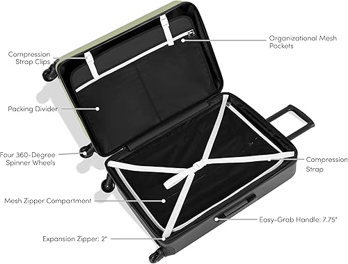 Miniatura 5 de Sherpani Meridian, equipaje de mano de 22 pulgadas aprobado por aerolíneas, maleta rígida con ruedas de 22 x 14 x 9, equipaje de viaje para mujeres