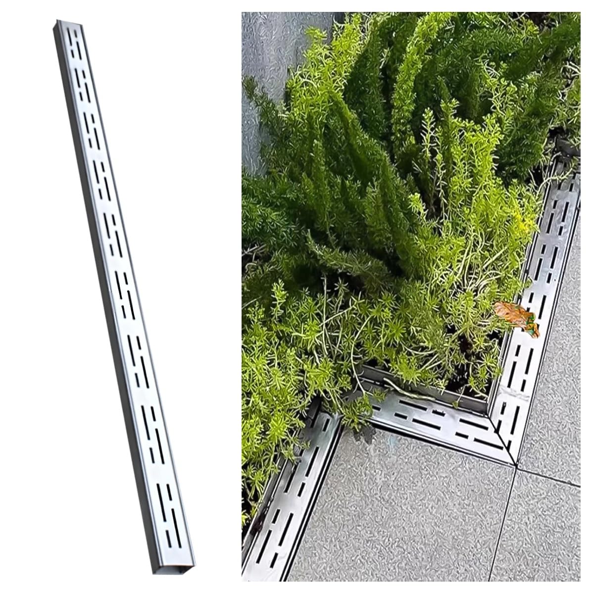 Caniveau extérieur système de drainage de tranchée anti-débris en inox 3.5x3cm
