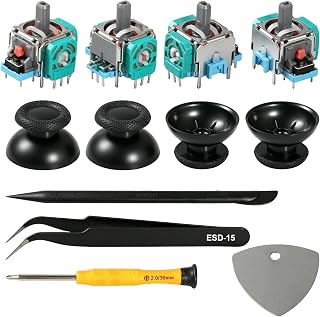 Cagrin 4 Piezas Joystick Analógico 3D para Mando PS 5, Módulo Anti Drift | Kit de Reparación Thumbstick Analógico para Play Station 5 Controlador de Consola, con Herramientas Destornillador y Tapas