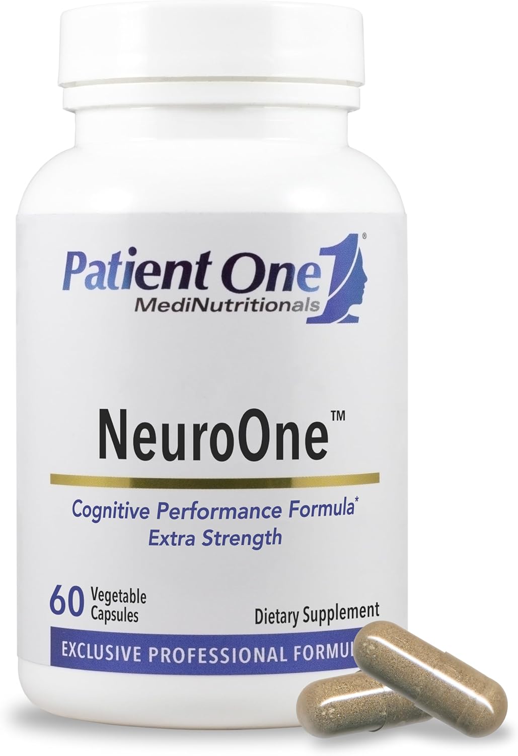 Patient One NeuroOne | Supplement to Support Memory, Cognition, Mood and Focus* | with Citicoline, Acetyl-L-Carnitine, Gingko and More | 60 Capsules