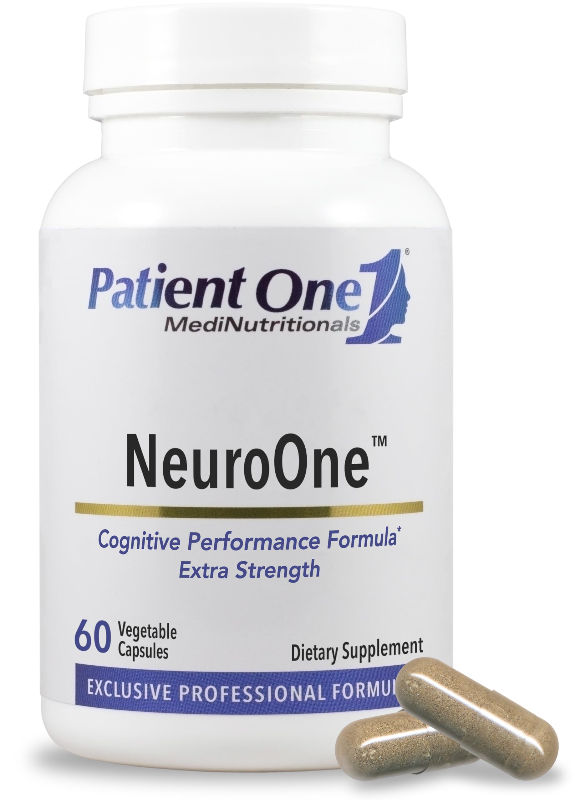 Patient One NeuroOne | Supplement to Support Memory, Cognition, Mood and Focus* | with Citicoline, Acetyl-L-Carnitine, Gingko and More | 60 Capsules