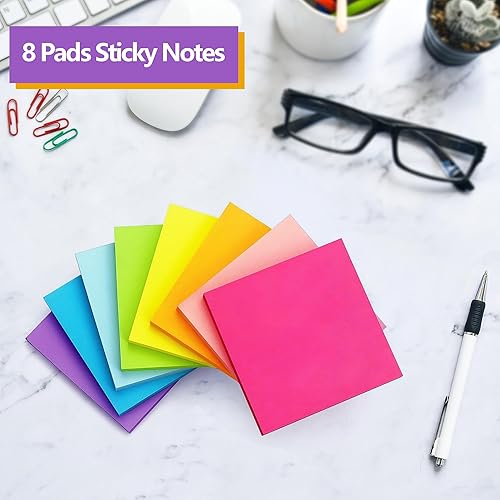 Miniatura 3 de Notas adhesivas de 3 x 3 pulgadas, almohadillas autoadhesivas de colores brillantes, fáciles de publicar para el hogar, oficina, cuaderno, 82