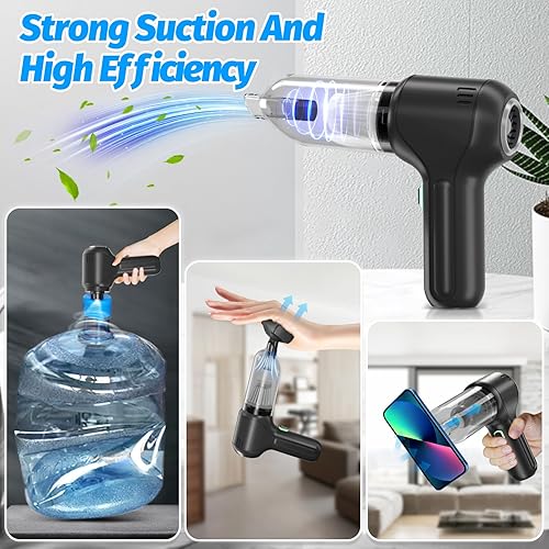 Miniatura 4 de Aspirador portátil para automóvil sin cable 18000 Pa de succión de alta potencia mejorada sin escobillas, aspiradora de mano 3 en 1 recargable, mini