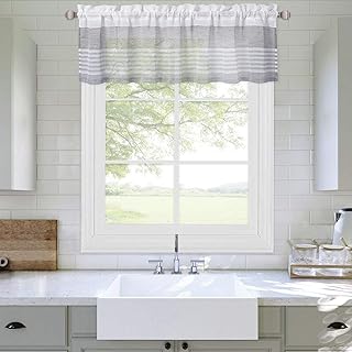 Tenda a disco LinTimes tenda shortstore, tenda bistrot stile country house, tenda per finestre piccole Tende a metà voile per cucina, 137 * 37 cm (54 x 15 pollici), grigio