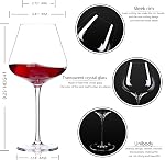 Hand Blown Red Wine Glasses Set of 4 – 23 oz Burgundy Wine Glasses with Long Stem – Lead-Free Premium Crystal Wine Glass – Unique Gift for Wedding, Anniversary, Christmas – Clear